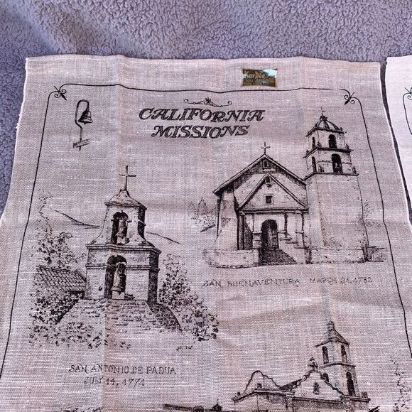 2 Vtg Kay Dee HandPrints California Missions 100% Pure Linen Kitchen Tea Towels - Picture 13 of 16